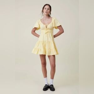 COTTON ON Peyton Babydoll Mini Dress Yellow Size XXS
